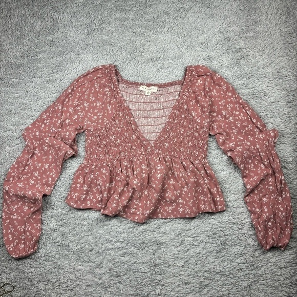 LA Hearts Top Womens Extra Small All Over Floral Print Long Sleeve BOHO Chic - Picture 1 of 4